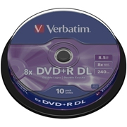VERBATIM DVD+R DL DOBLE CAPA 8.5GB SPINDLE 10-PACK 43666